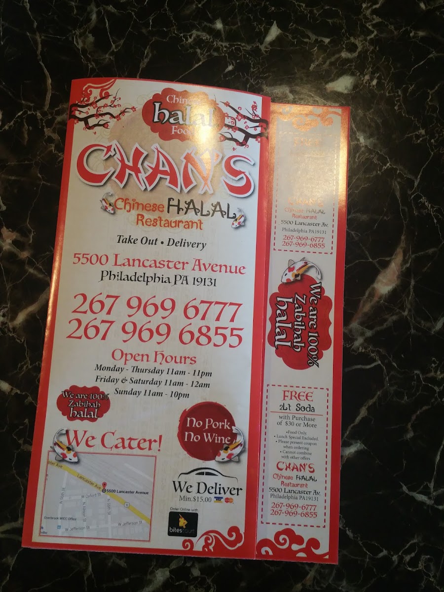 Chan's Halal Chinese Food Menu - Image 1
